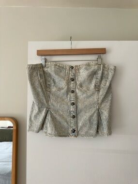 Pilcro Corset Cropped Striped Denim Strapless Top Size XL
